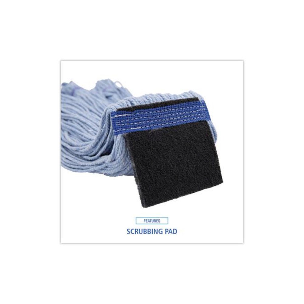 Mop Head, Loop-End, Cotton With Scrub Pad, Medium, 12/Carton. Picture 15