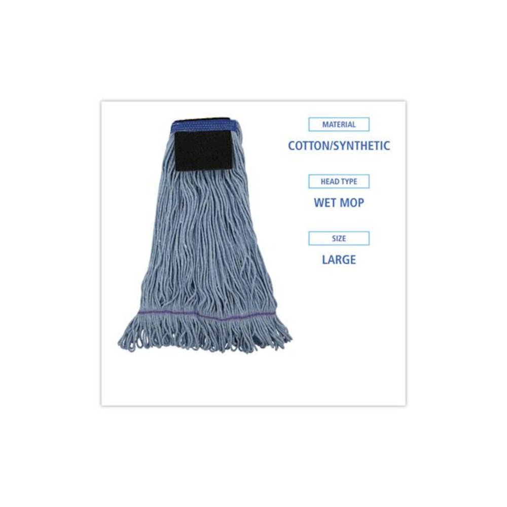 Mop Head, Loop-End, Cotton With Scrub Pad, Large, 12/Carton. Picture 11