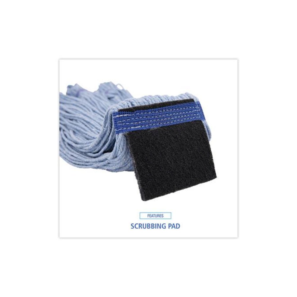 Mop Head, Loop-End, Cotton With Scrub Pad, Large, 12/Carton. Picture 15