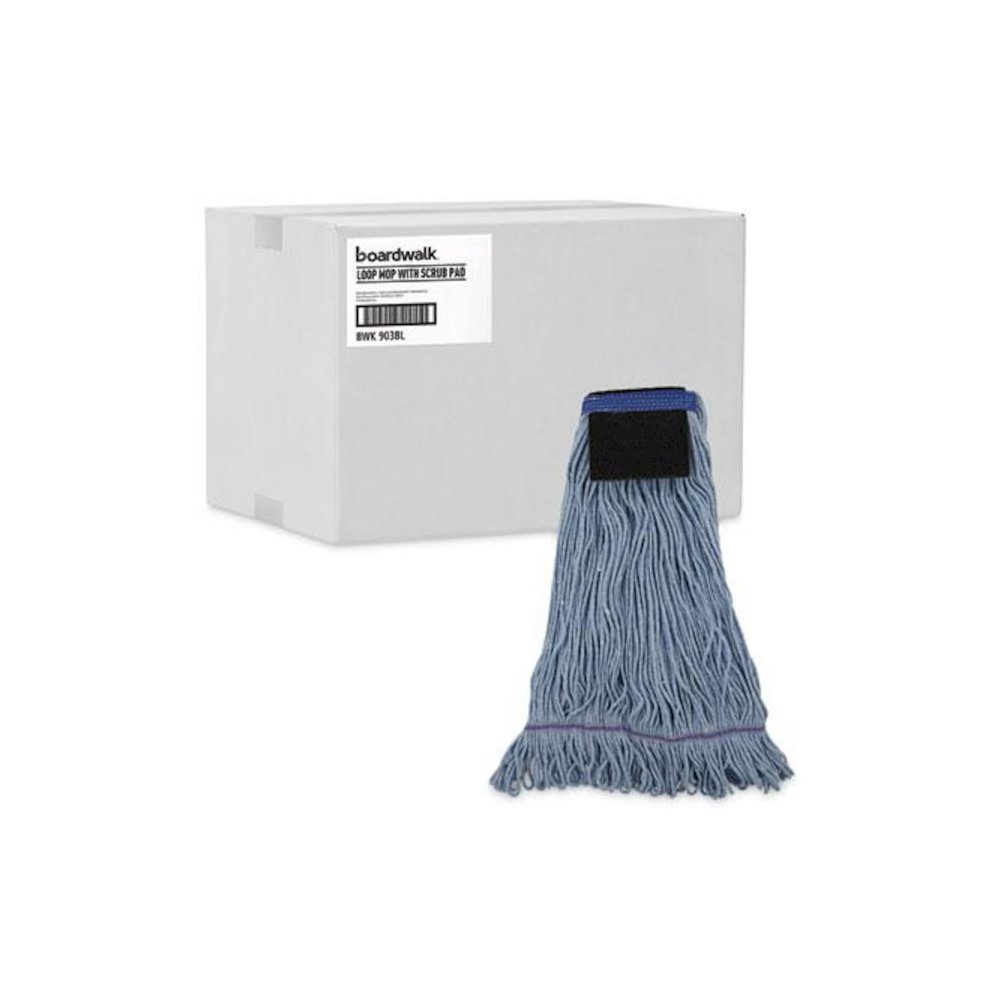 Mop Head, Loop-End, Cotton With Scrub Pad, Large, 12/Carton. Picture 18
