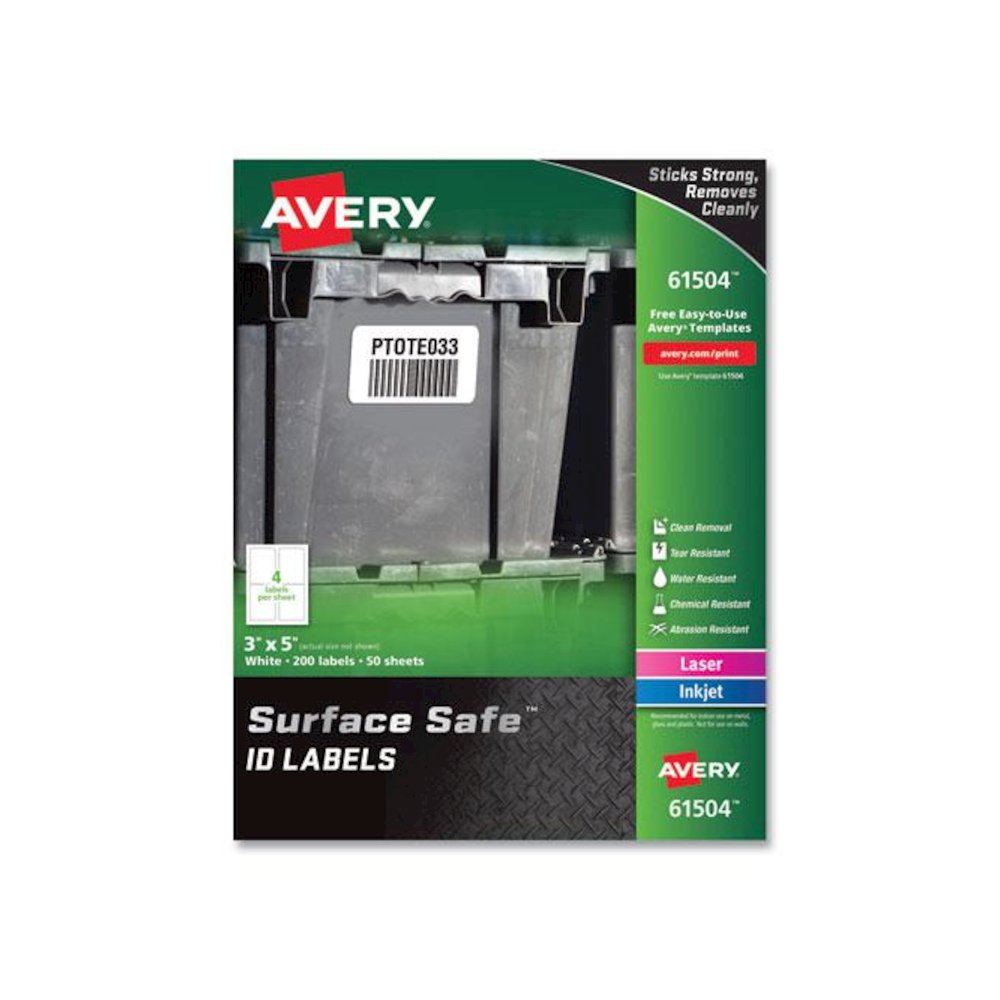 Surface Safe ID Labels, 3 x 5, White, 4/Sheet, 50 Sheets/Box. Picture 9