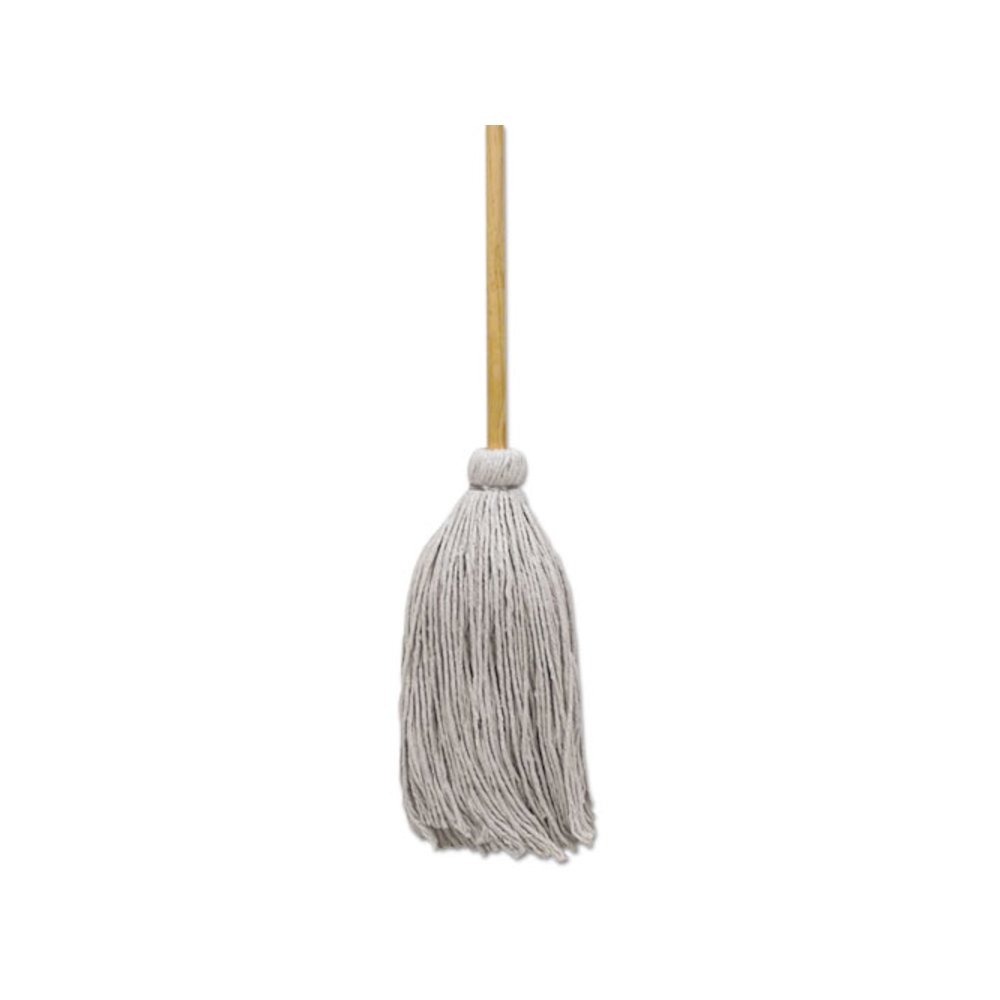 Cotton Deck Mop, #20 White Cotton Head, 50" Wood Handle, 12/Carton. Picture 1