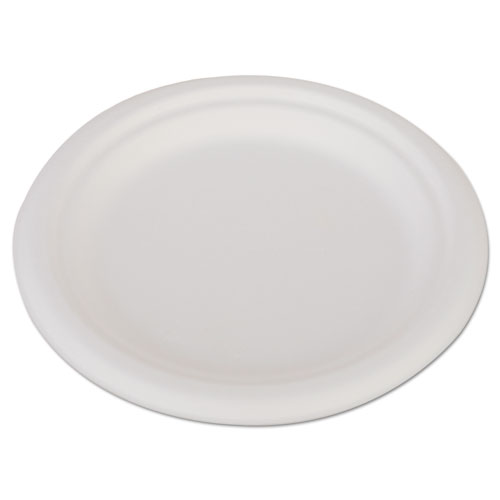 ChampWare Heavyweight Bagasse Dinnerware, Plate, Sugarcane, 6", White, 1,000/Carton. Picture 1