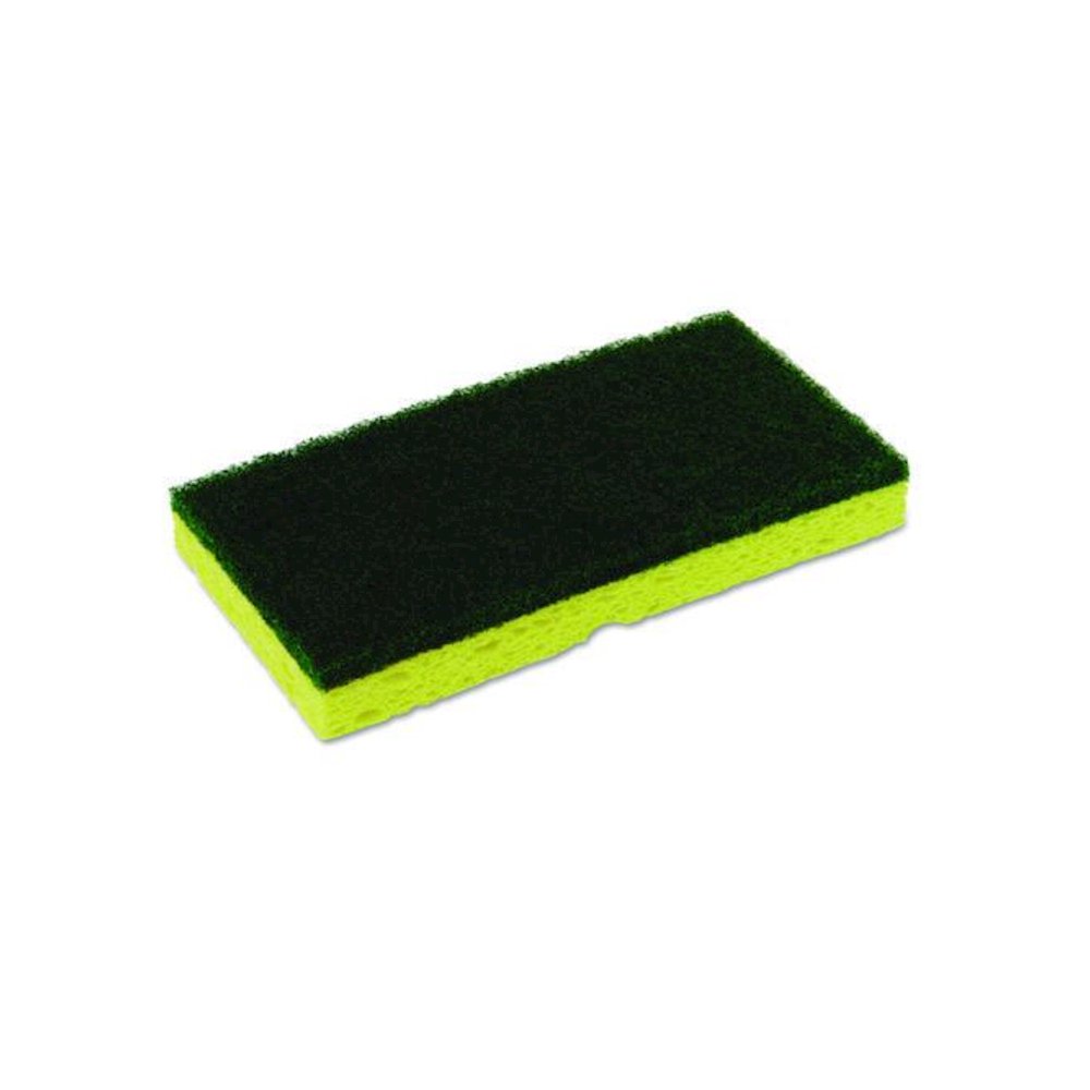 Medium-Duty Scrubber Sponge, 3.13 x 6.25, 0.88" Thick, Yellow/Green, 5/Pack, 8 Packs/Carton. Picture 1