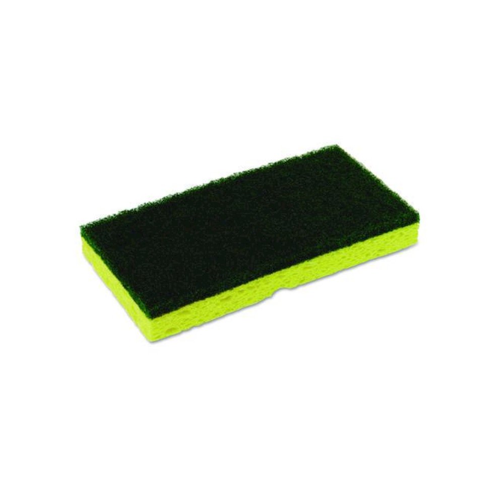 Medium-Duty Sponge N' Scrubber, 3.38 x 6.25, 0.88" Thick, Yellow/Green, 3/Pack, 8 Packs/Carton. Picture 1
