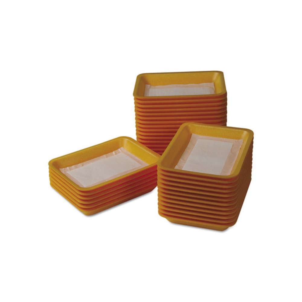 Meat Tray Pads, 6 x 4.5, White/Yellow, Paper, 1,000/Carton. Picture 3