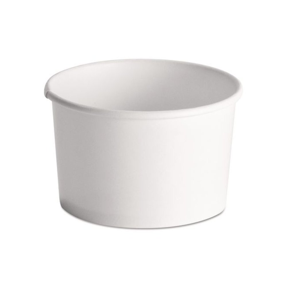 Squat Paper Food Container, 8 oz to 10 oz, White, 50/Pack, 20/Carton. Picture 1