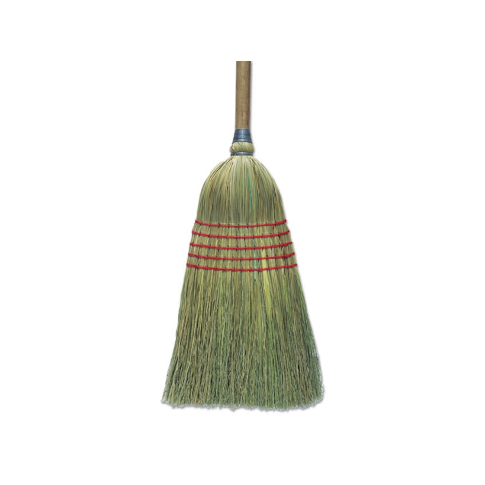 Corn Broom, Corn Bristles, 56" Overall Length, Natural, 6/Carton. Picture 1