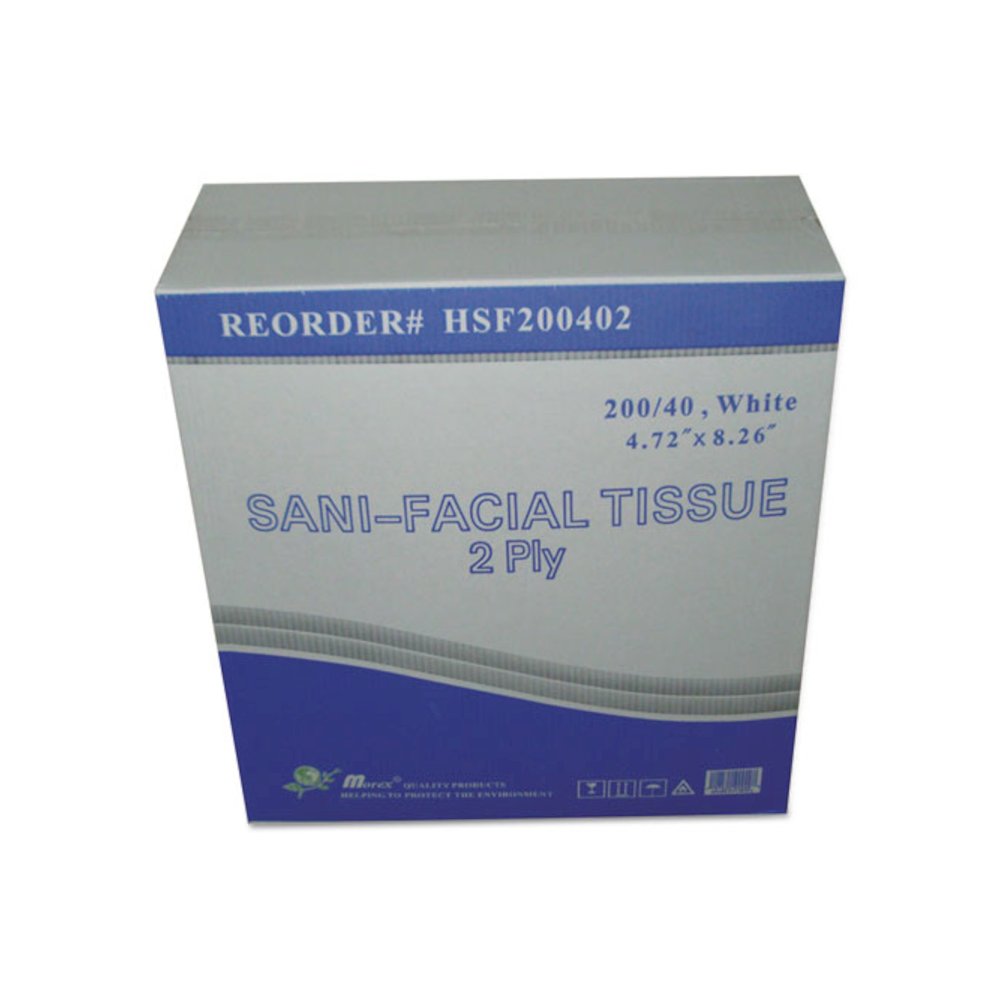 Sani Facial Tissue, 2-Ply, White, 40 Sheets/Box, 200 Boxes/Carton. Picture 1