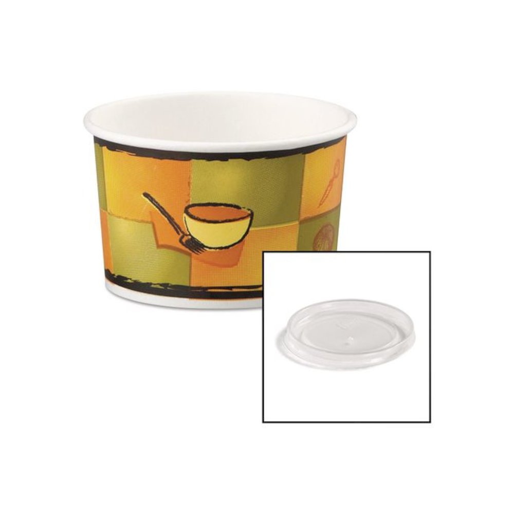 Streetside Paper Food Container with Plastic Lid, Streetside Design, 8 oz to 10 oz, 250/Carton. Picture 1