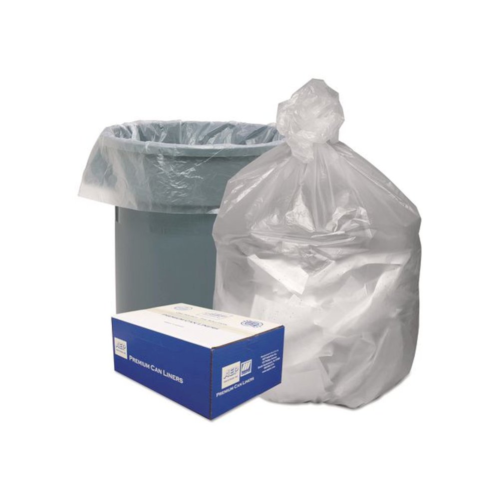 Waste Can Liners, 30 gal, 8 mic, 30" x 36", Natural, 25 Bags/Roll, 20 Rolls/Carton. Picture 1
