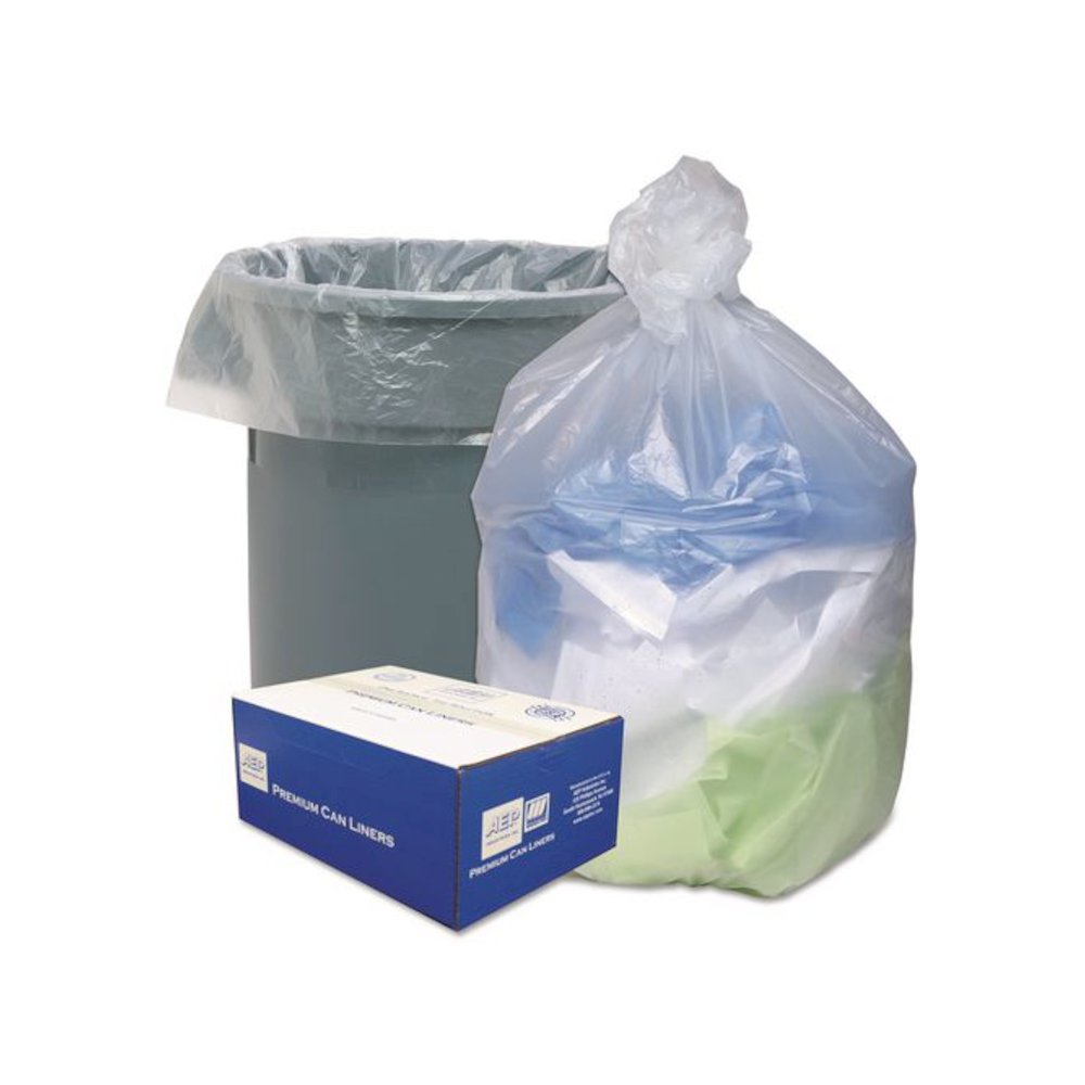 Can Liners, 33 gal, 11 mic, 33" x 40", Natural, 25 Bags/Roll, 20 Rolls/Carton. Picture 1
