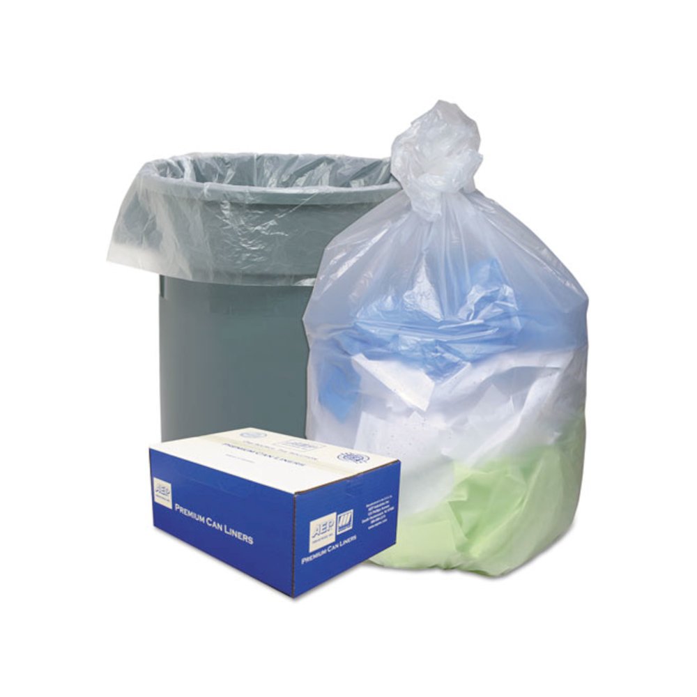 Can Liners, 56 gal, 16 mic, 43" x 48", Natural, 20 Bags/Roll, 10 Rolls/Carton. Picture 1