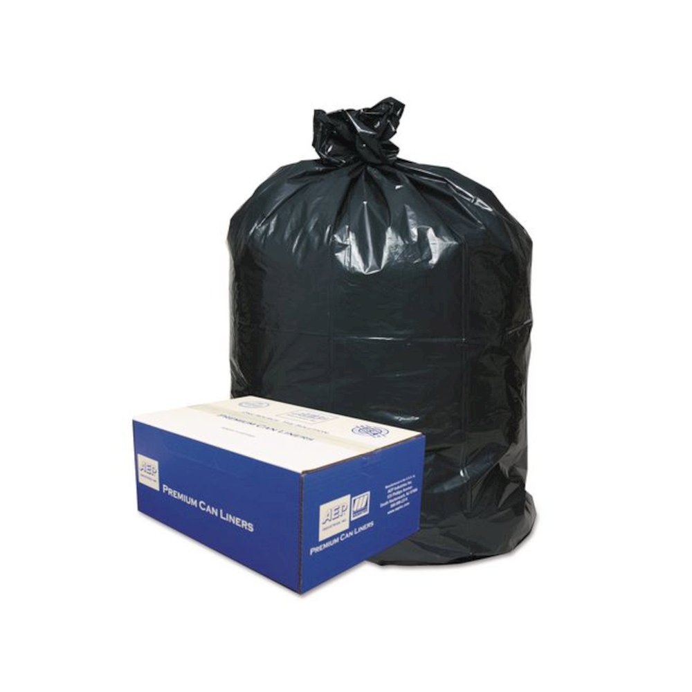 Linear Low-Density Can Liners, 33 gal, 0.63 mil, 33" x 39", Black, 25 Bags/Roll, 10 Rolls/Carton. Picture 1