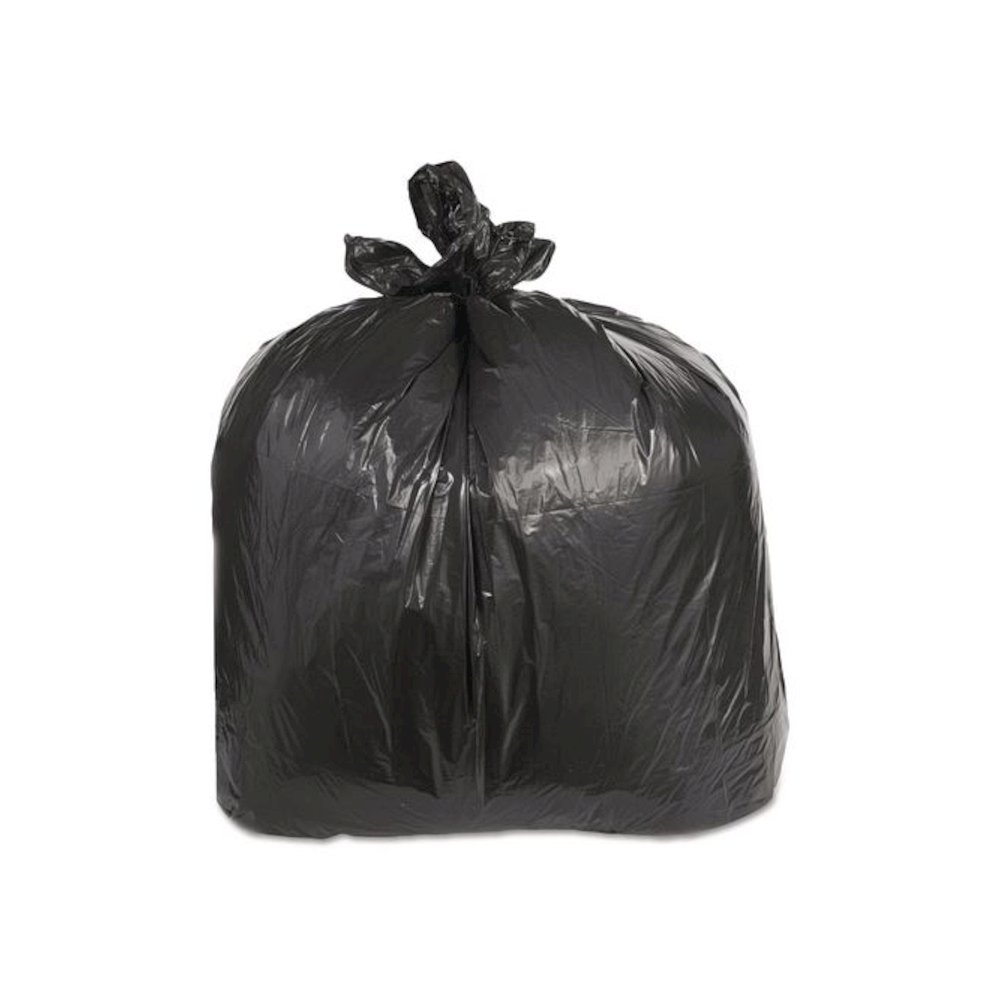 Low-Density Can Liners, 60 gal, 2.4 mil, 38" x 58", Black, Flat Pack, 100/Carton. Picture 1