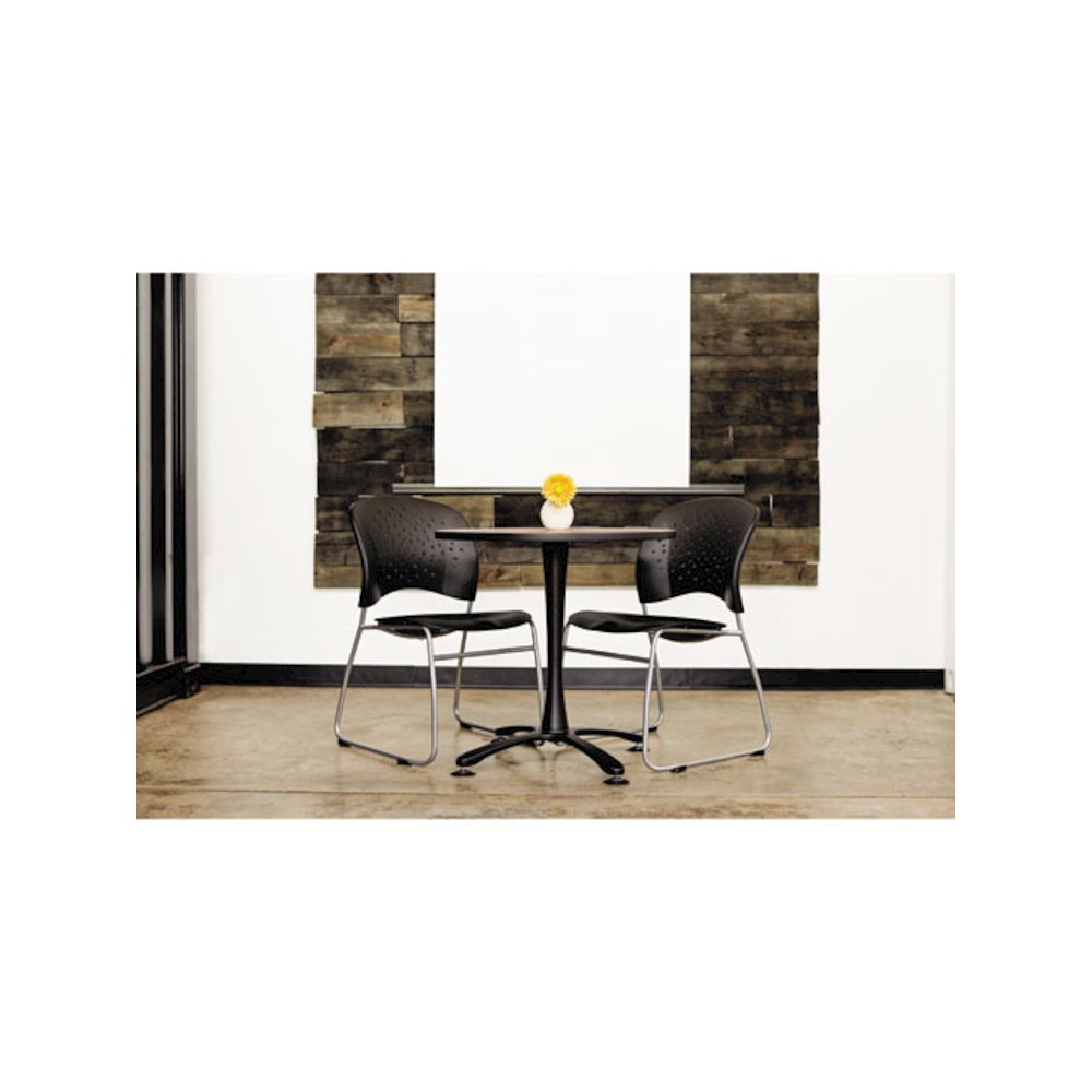 Reve Guest Chair with Sled Base, 19.75" x 23.5" x 33.5", Black Seat, Black Back, Silver Base, 2/Carton. Picture 2