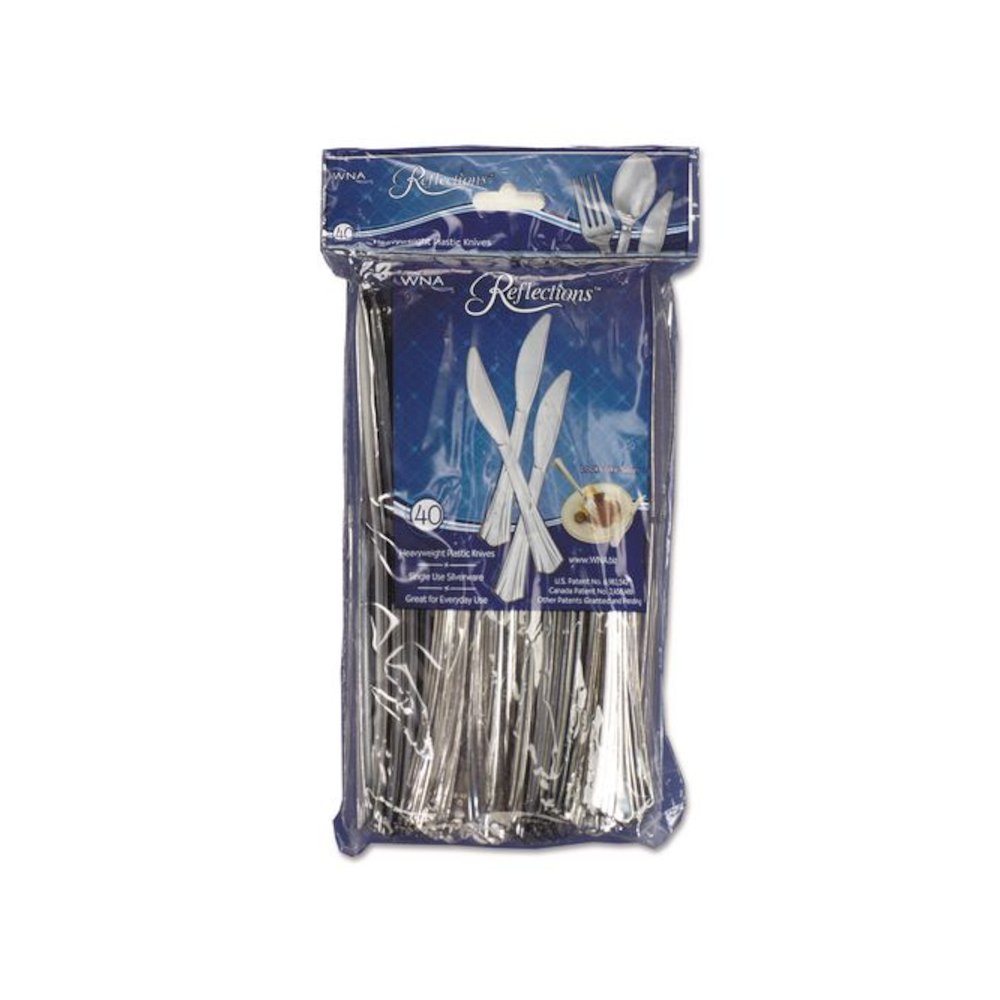 Reflections Heavyweight Plastic Utensils, Knife, Silver, 40/Pack, 8 Packs/Carton. Picture 1