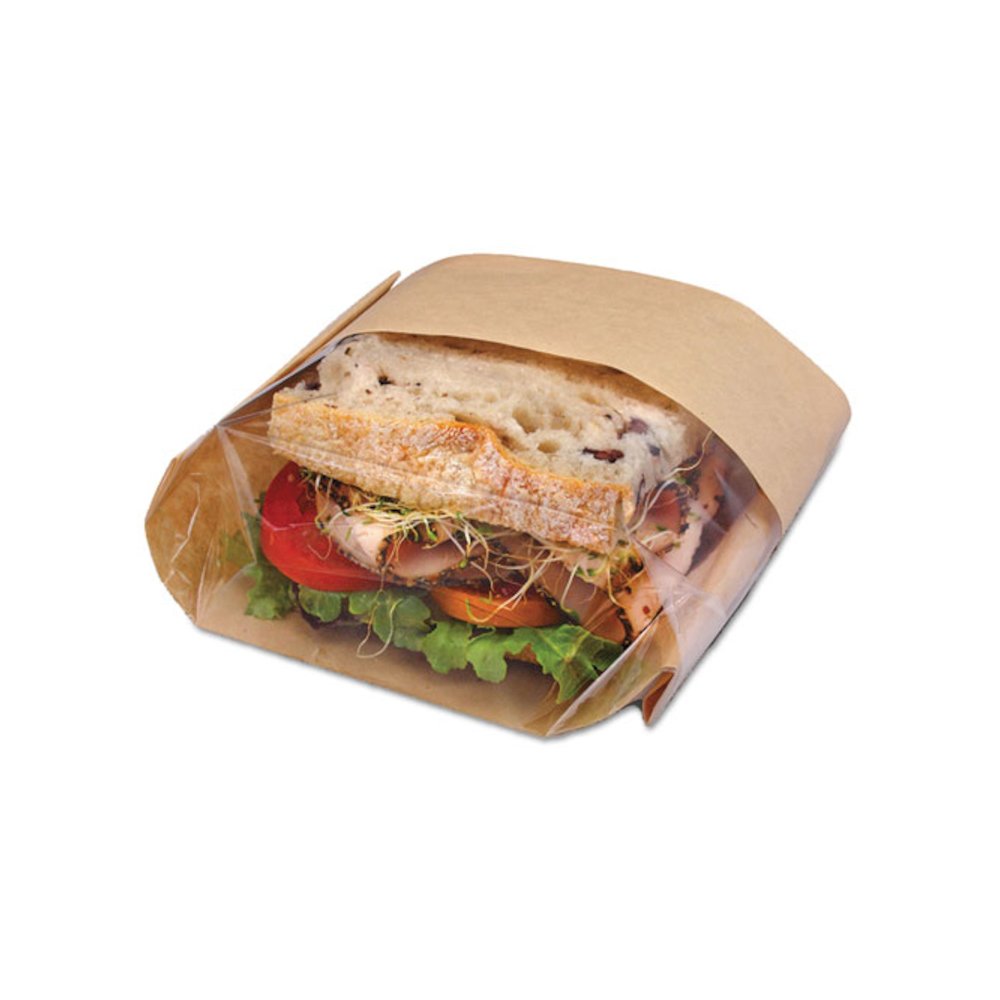 Dubl View Sandwich Bags, 9.5" x 5.75" x 2.75", Natural Brown/Clear, 500/Carton. Picture 1