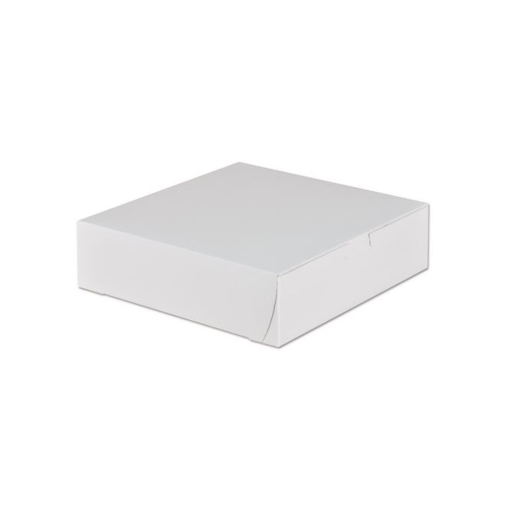 White One-Piece Non-Window Bakery Boxes, 9 x 9 x 2.5, White, Paper, 250/Carton. Picture 1