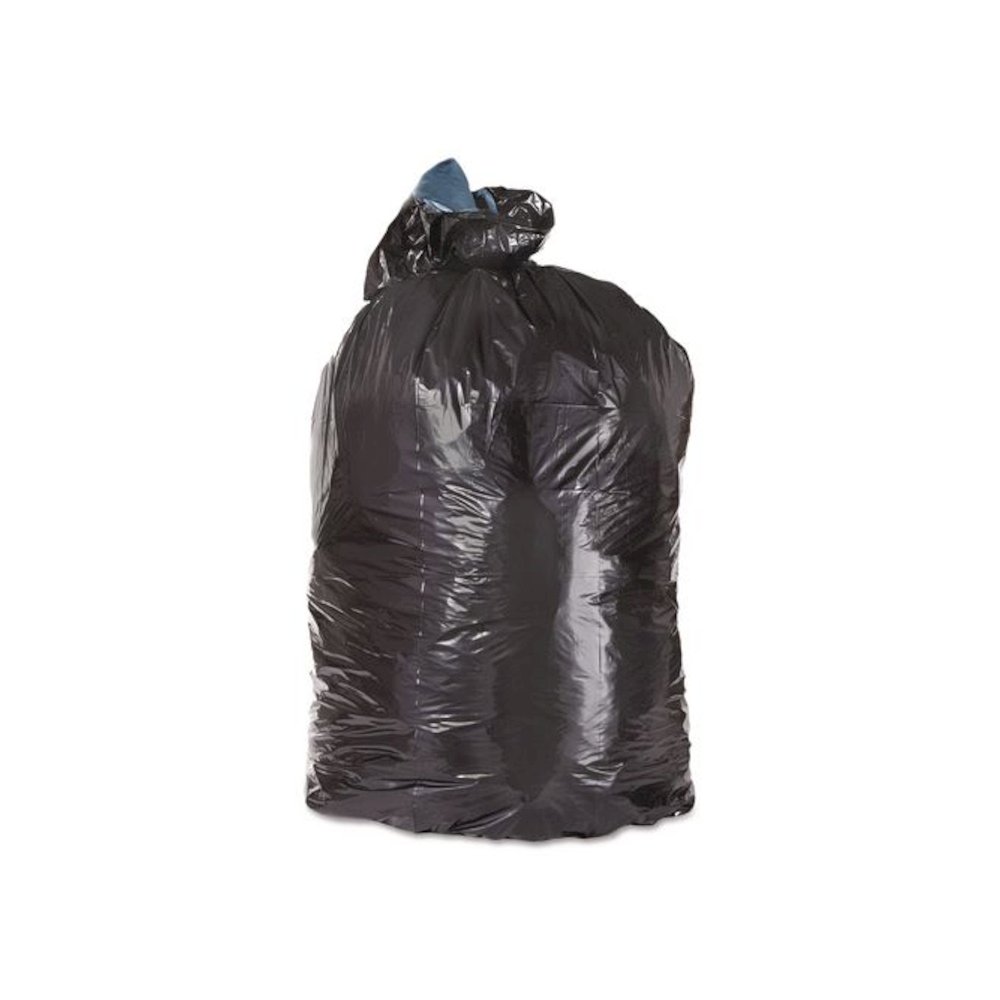 Low-Density Can Liners, 45 gal, 1.25 mil, 23" x 46", Black, Flat Pack, 100/Carton. Picture 1