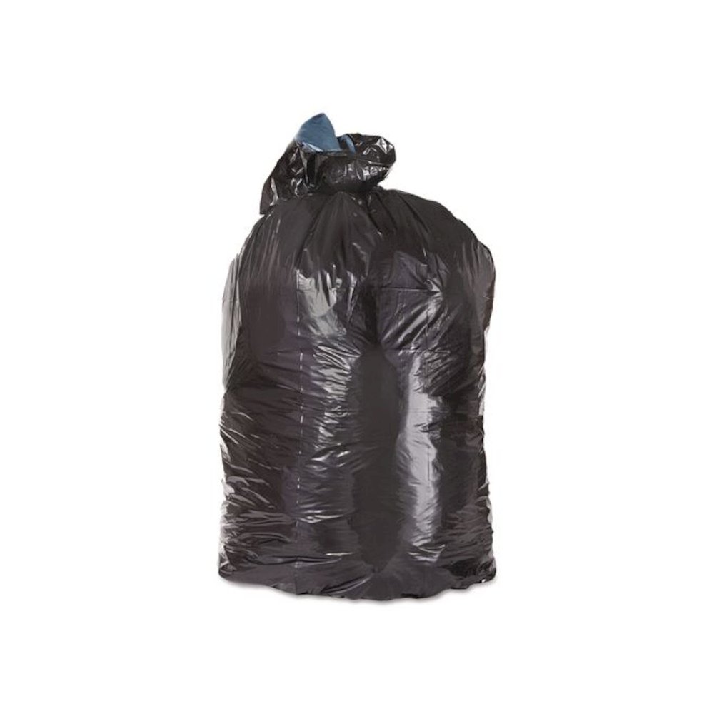 Low-Density Can Liners, 45 gal, 1.6 mil, 23" x 46", Black, Flat Pack, 100/Carton. Picture 1