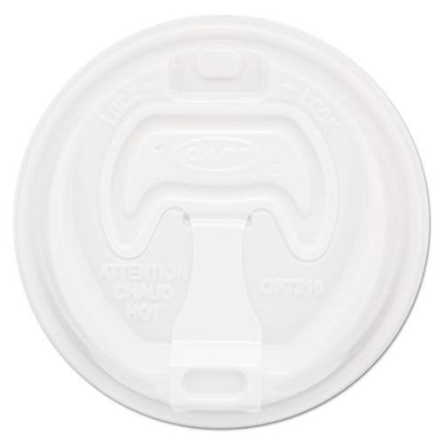 Optima Reclosable Lid, Fits 12 oz to 24 oz Hot Cups, Plastic, White, 100/Pack, 10 Packs/Carton. Picture 1