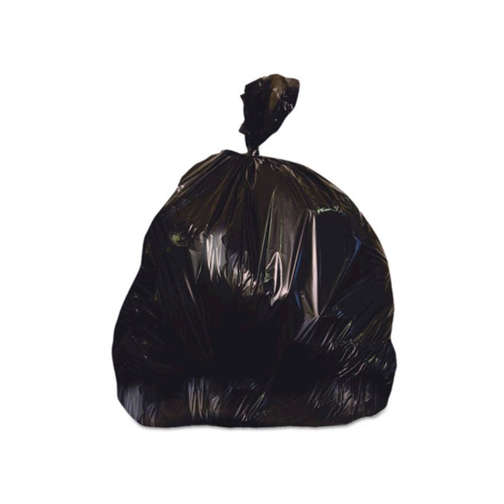 Linear Low-Density Can Liners, 60 gal, 1.25 mil, 38" x 58", Black, 100/Carton. Picture 1