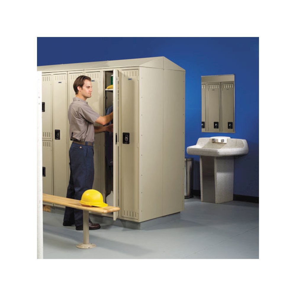 Sixteen Box Compartments and Coat Bar, 72w x 18d x 72h, Medium Gray. Picture 2