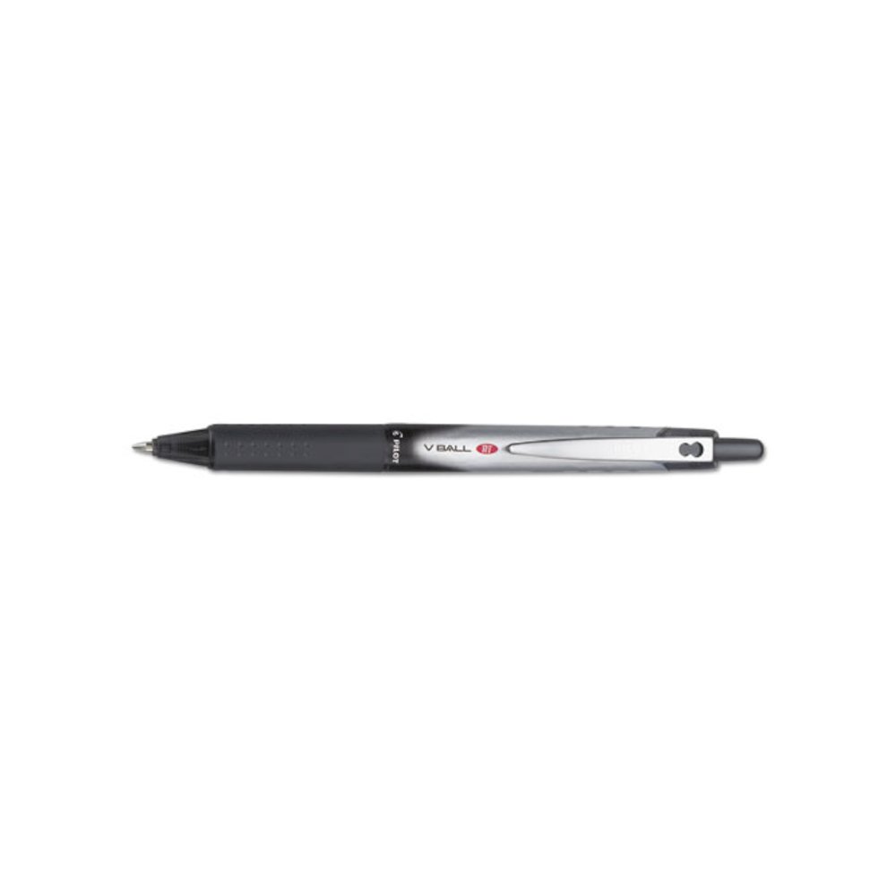 VBall RT Liquid Ink Rollerball Pen, Retractable, Fine 0.7 mm, Black Ink, Black/White Barrel. Picture 3
