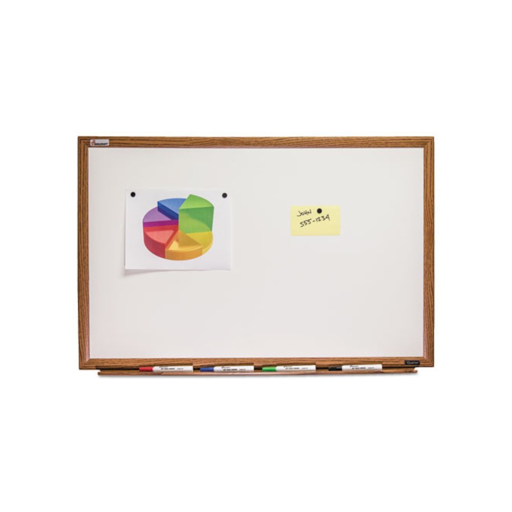 7110013347082, SKILCRAFT Magnetic Porcelain Dry Erase Board, 72" x 48", White Surface, Natural Oak Frame. Picture 1