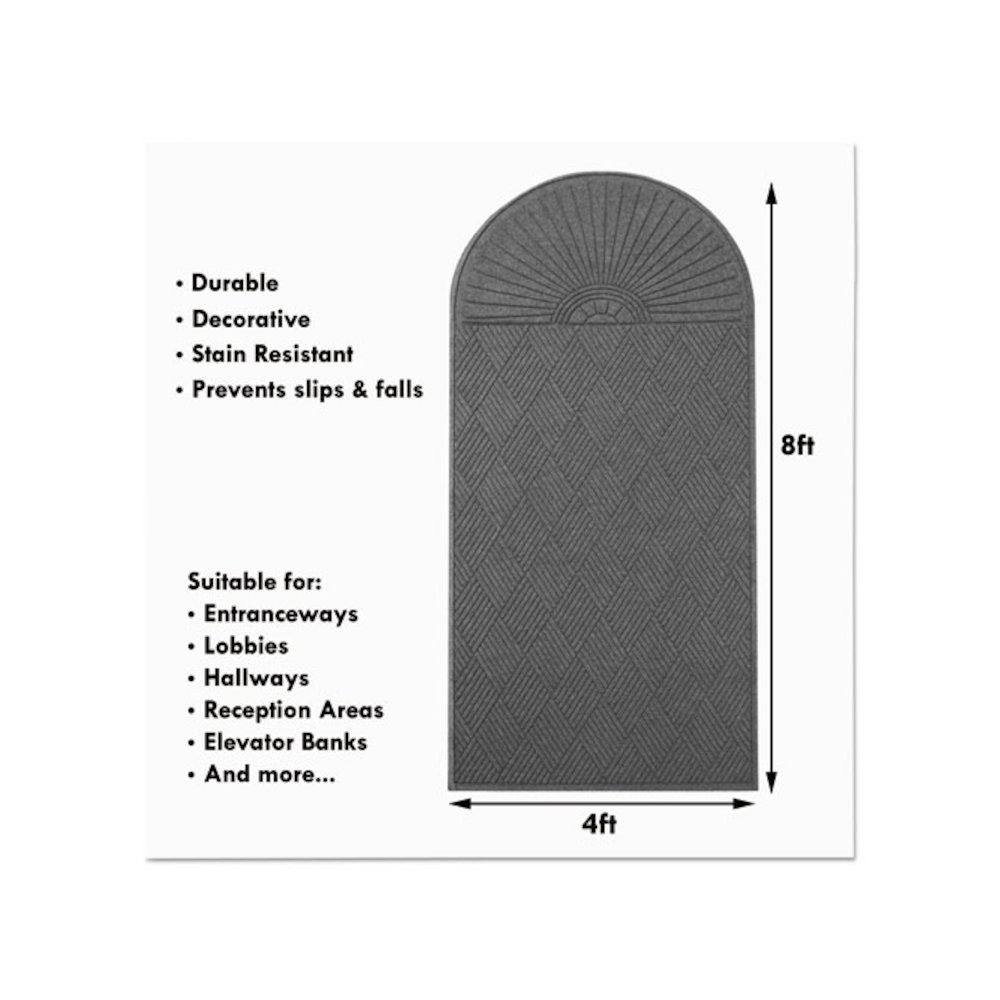 EcoGuard Diamond Floor Mats, Rectangular with Single Fan, Charcoal Gray Carpeted Surface, 96" x 48". Picture 7