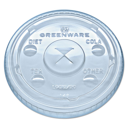 Greenware Cold Drink Lids, Fits 9 oz Old Fashioned Cups/12 oz Squat Cups/20 oz Cups, Plastic, Clear, 1,000/Carton. Picture 1