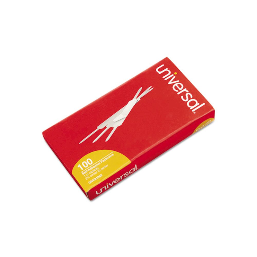 Self-Adhesive Two-Prong Paper Fastener Base and Compressor Sets, 1" Capacity, 2.75" Center to Center, Silver, 100/Box. Picture 1
