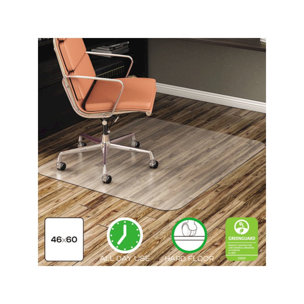EconoMat Non-Studded All Day Use Chair Mat for Hard Floors, Rectangular, 46" x 60", Clear, Ships Flat. Picture 9