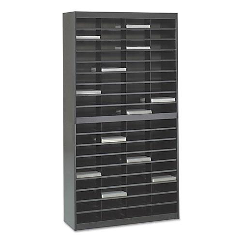 Steel/Fiberboard E-Z Stor Sorter, 72 Compartments, 37.5 x 12.75 x 71, Black. Picture 2