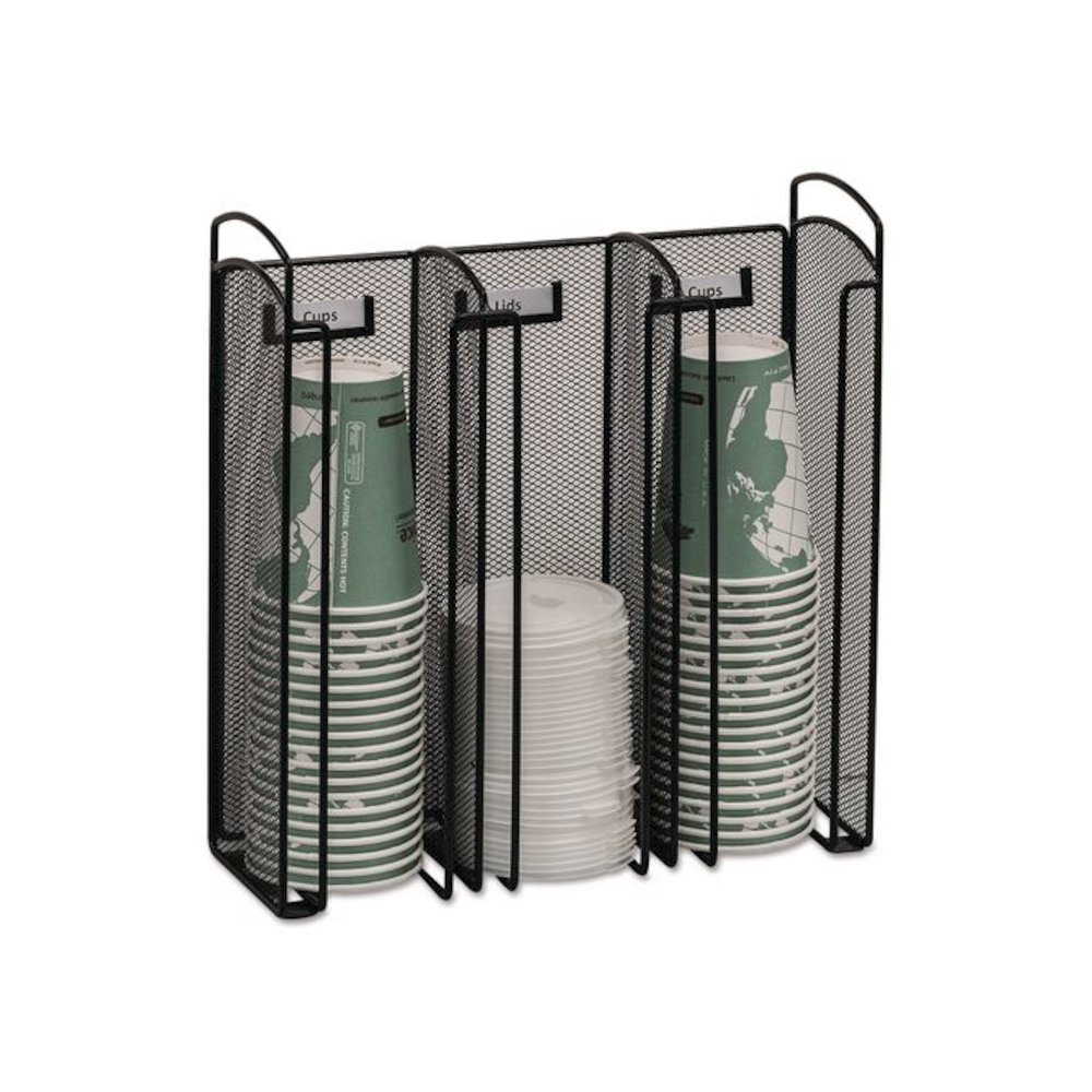 Onyx Breakroom Organizers, 3 Compartments, 12.75 x 4.5 x 13.25, Steel Mesh, Black. Picture 1
