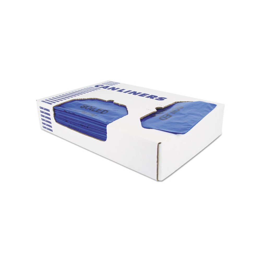 High-Density Waste Can Liners, 23 gal, 14 mic, 30" x 43", Blue, 25 Bags/Roll, 10 Rolls/Carton. Picture 2