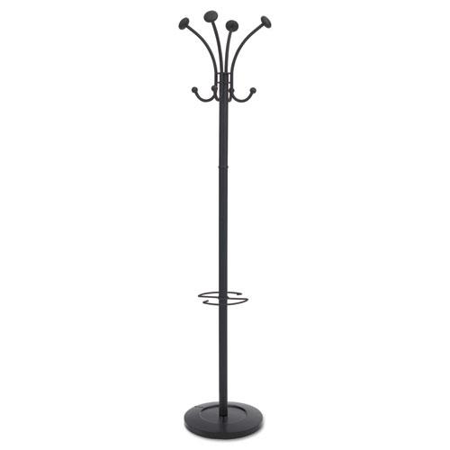 Viena Coat Stand, Eight Knobs, Steel, 16w x 16d x 70.6h, Black. Picture 1
