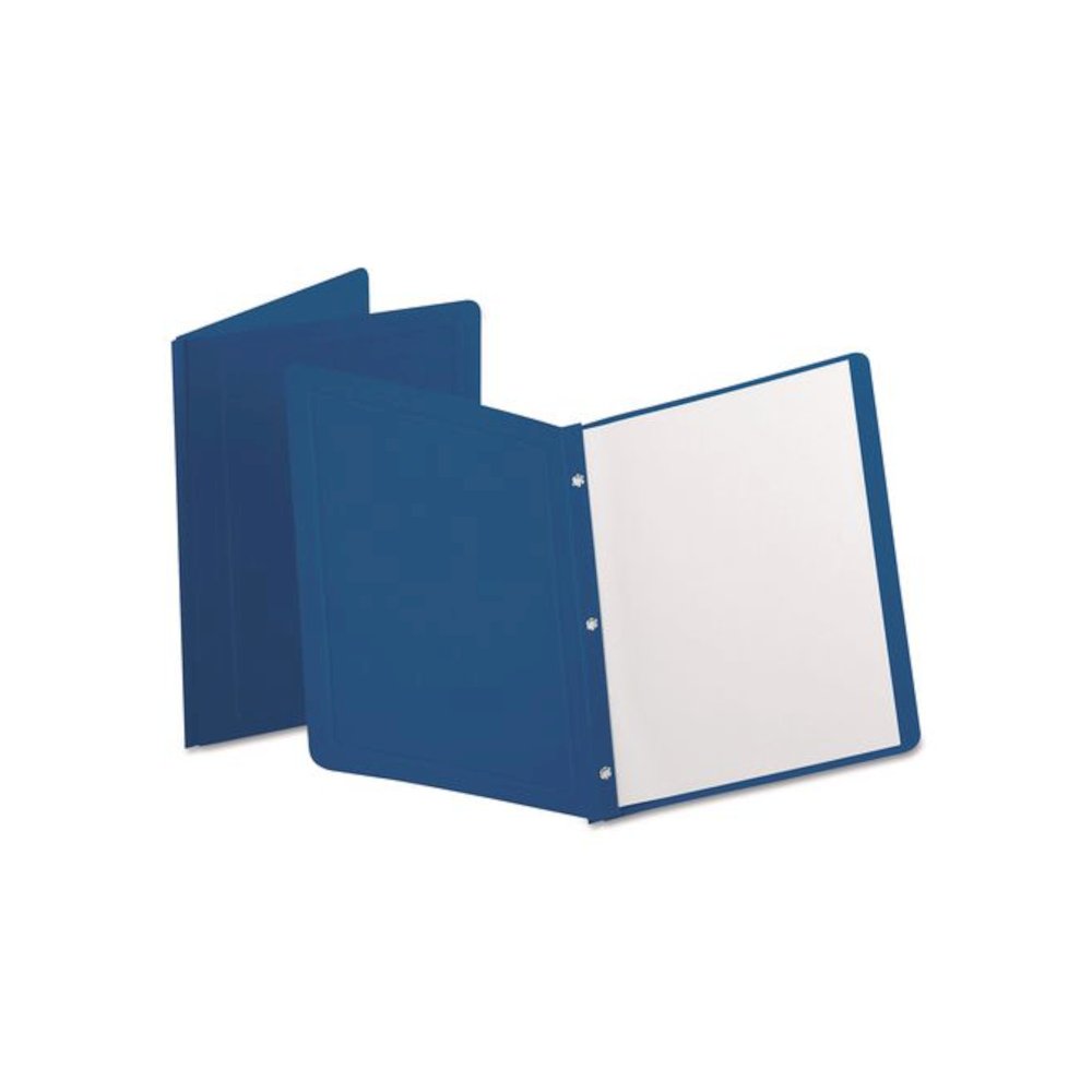 Title Panel and Border Front Report Cover, Three-Prong Fastener, 0.5" Capacity, Dark Blue/Dark Blue, 25/Box. Picture 2
