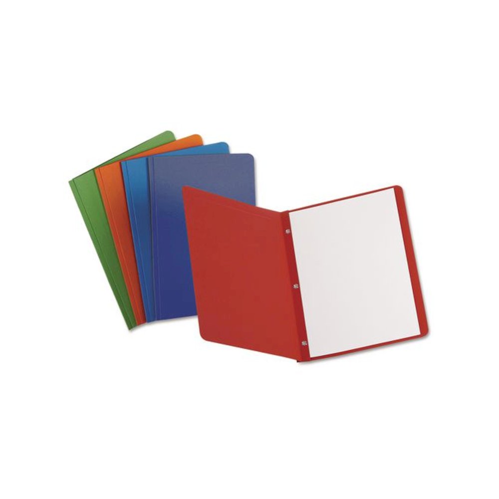 Title Panel and Border Front Report Cover, Three-Prong Fastener, 0.5" Capacity, 8.5 x 11, Assorted/Assorted, 25/Box. Picture 4