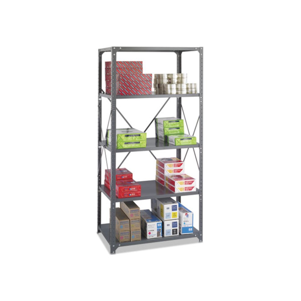 Commercial Steel Shelving Unit, Five-Shelf, 36w x 24d x 75h, Dark Gray. Picture 2