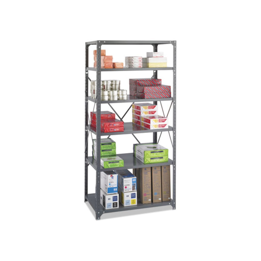 Commercial Steel Shelving Unit, Six-Shelf, 36w x 24d x 75h, Dark Gray. Picture 4