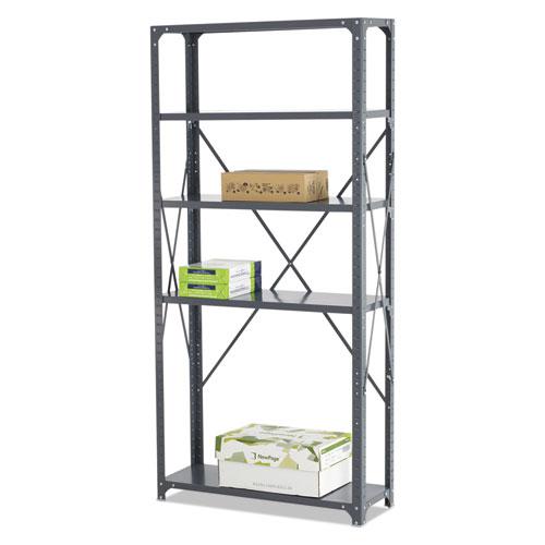 Commercial Steel Shelving Unit, Five-Shelf, 36w x 12d x 75h, Dark Gray. Picture 2