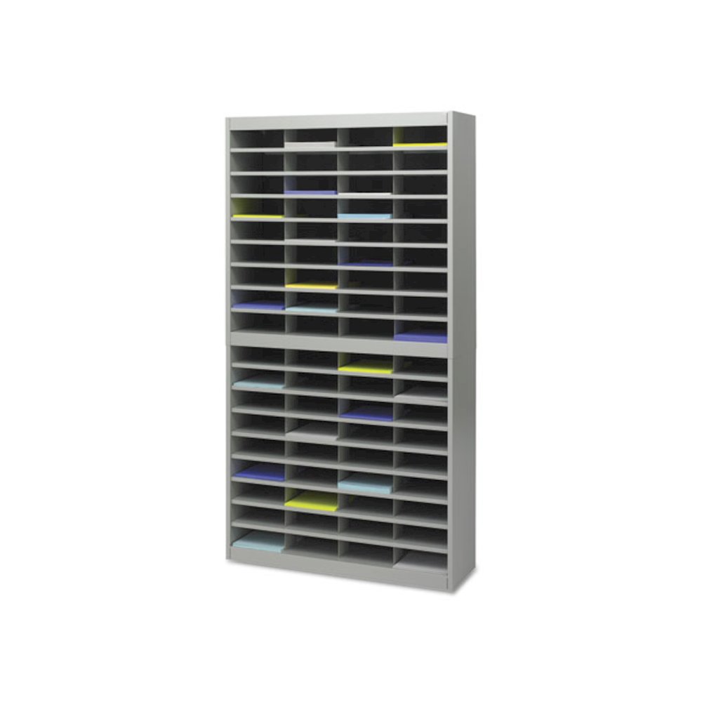 Steel/Fiberboard E-Z Stor Sorter, 72 Compartments, 37.5 x 12.75 x 71, Gray. Picture 2