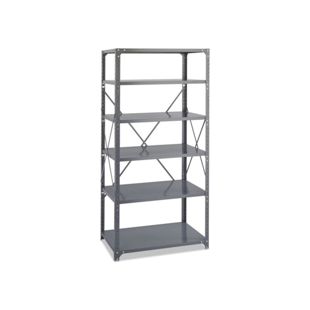 Commercial Steel Shelving Unit, Six-Shelf, 36w x 24d x 75h, Dark Gray. Picture 1