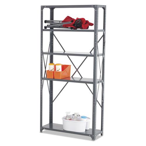 Commercial Steel Shelving Unit, Five-Shelf, 36w x 12d x 75h, Dark Gray. Picture 5