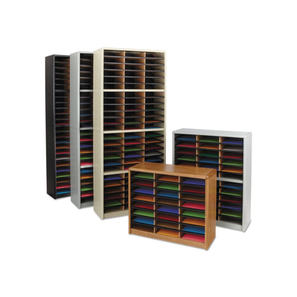 Steel/Fiberboard Literature Sorter, 72 Compartments, 32.25 x 13.5 x 75, Black. Picture 4