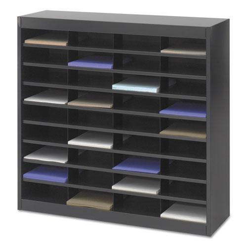 Steel/Fiberboard E-Z Stor Sorter, 36 Compartments, 37.5 x 12.75 x 36.5, Black. Picture 2