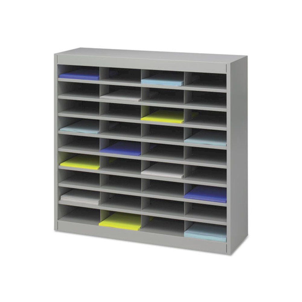 Steel/Fiberboard E-Z Stor Sorter, 36 Compartments, 37.5 x 12.75 x 36.5, Gray. Picture 2