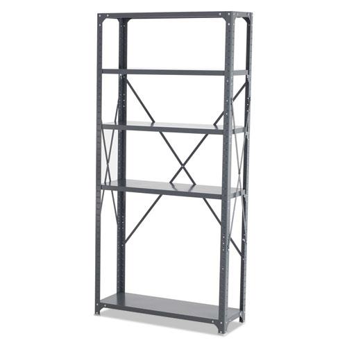 Commercial Steel Shelving Unit, Five-Shelf, 36w x 12d x 75h, Dark Gray. Picture 4